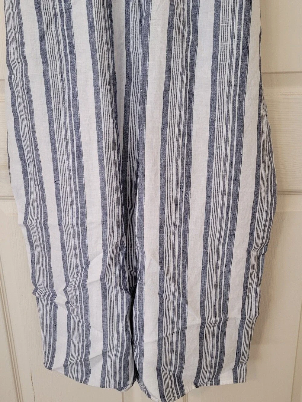 Crown&Ivy Women Wide Leg Sleeveless Linen Jumpsuit Size 20W Coastal Sailor Smock